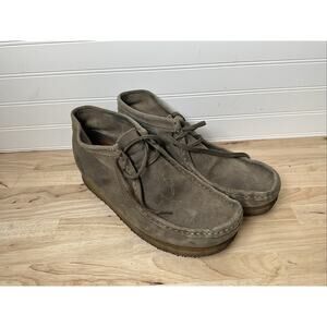 Men's 10.5 M Clarks Originals Wallabee Suede Brown Leather Boot Shoes Crepe Sole
